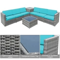 Costway 8 PCS Wicker Sofa Rattan Furniture Set Patio Furniture W/ Storage Table White BlackTurquoiseRed -Outdoor Furniture Store GUEST d060478d afd1 419a b8cd 7f1070645e5d