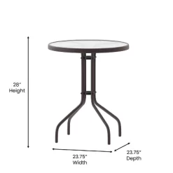 Emma And Oliver 23.75" Round Tempered Glass Metal Table With Smooth Ripple Design Top -Outdoor Furniture Store GUEST d0fd63f9 456d 4f55 ad1f a3f40b0e8f88