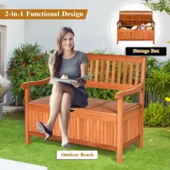 Costway 42'' Storage Bench Deck Box Solid Wood Seating Container Tools Toys W/Backrest 15 Costway 42'' Storage Bench Deck Box Solid Wood Seating Container Tools Toys W/Backrest -Outdoor Furniture Store GUEST d152e155 982b 4550 853e 3e64f6c24ffe