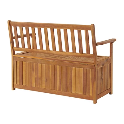 Londonderry 47" Acacia Wood Outdoor Storage Bench - Natural - Alaterre Furniture 6 Londonderry 47" Acacia Wood Outdoor Storage Bench - Natural - Alaterre Furniture - Image 4