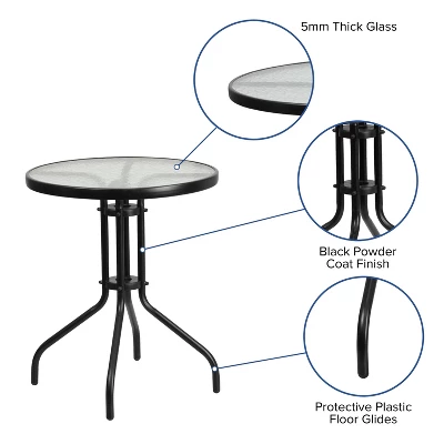 Flash Furniture 3 Piece Outdoor Patio Dining Set - Tempered Glass Patio Table, 2 Flex Comfort Stack Chairs 4 Flash Furniture 3 Piece Outdoor Patio Dining Set - Tempered Glass Patio Table, 2 Flex Comfort Stack Chairs - Image 2