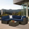 5pc Outdoor Rattan Wicker Sectional Conversation Set With Cushions - Brown/Blue - GODEER 2 5pc Outdoor Rattan Wicker Sectional Conversation Set With Cushions - Brown/Blue - GODEER -Outdoor Furniture Store GUEST d1cddd47 f368 478e 8b36 5d1c4c77a95c