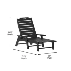 Merrick Lane Gaylord Adjustable Adirondack Lounger With Cup Holder- All-Weather Indoor/Outdoor HDPE Lounge Chair In Black -Outdoor Furniture Store GUEST d2848410 9fc0 4bcf a4f0 52faa5a28d53