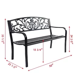 Tangkula 50"Patio Bench Porch Chair Steel Frame Cast Iron Loveseat W/ Backrest For Park Garden -Outdoor Furniture Store GUEST d3b46c3f f953 4622 aa86 148a1d7d4d47