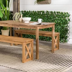 3pc Acacia Wood X Design Outdoor Patio Dining Set - Brown - Saracina Home -Outdoor Furniture Store GUEST d443785c 83db 4334 bf12 a97492ae3d88