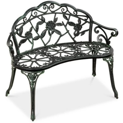 Best Choice Products Outdoor Bench Steel Garden Patio Porch Furniture W/ Floral Accent, Antique Finish 9 Best Choice Products Outdoor Bench Steel Garden Patio Porch Furniture W/ Floral Accent, Antique Finish - Image 7