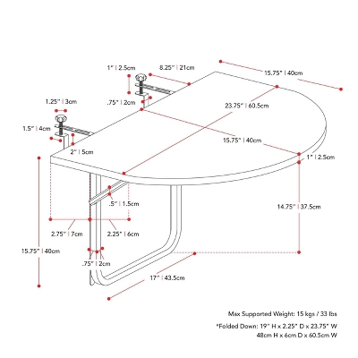 Parksville Rattan Foldable Balcony Table - Black - CorLiving 11 Parksville Rattan Foldable Balcony Table - Black - CorLiving - Image 9