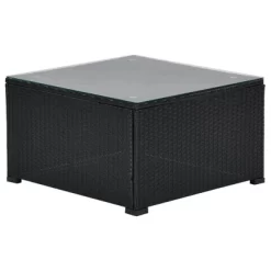 5pc Wicker Patio Sectional Seating Set With Cushions - Black/Blue - GODEER -Outdoor Furniture Store GUEST d5a39b35 6a1b 4abd 808d c26ad6b2f351