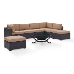 Biscayne 6pc Outdoor Wicker Sectional Set With Fire Pit - Crosley -Outdoor Furniture Store GUEST d603e156 a1f3 4d35 876b 972f6f18bdbf