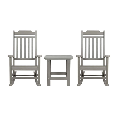Emma And Oliver Set Of 2 Indoor/Outdoor Poly Resin Rocking Chairs With Side Table 17 Emma And Oliver Set Of 2 Indoor/Outdoor Poly Resin Rocking Chairs With Side Table - Image 15