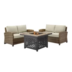 Crosley 3pc Bradenton Steel Outdoor Patio Fire Pit Furniture Set With Two Loveseats Tan/Brown -Outdoor Furniture Store GUEST d69f95d5 d359 4f29 b3f5 7aa6b0a17c39
