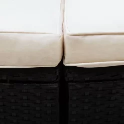 6pc Wicker Round Outdoor Sectional Set With Cushions - Black/Beige - GODEER -Outdoor Furniture Store GUEST d6a48e29 614b 479c b77c a15425664103