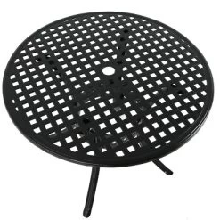 Sunnydaze Decor Sunnydaze Round Lattice Design Cast Aluminum Outdoor Patio Table With Umbrella Hole, Black -Outdoor Furniture Store GUEST d6f758fb 18a5 4131 b4e5 5e5a0ef0bee9