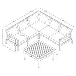 Linon 4pc Melita Acacia Sectional & Coffee Table Beige -Outdoor Furniture Store GUEST d7cdce4f 4194 4d55 ab8f dbc97848fedd