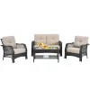 Costway 4PCS Patio Wicker Furniture Set Loveseat Sofa Coffee Table W/ Cushion -Outdoor Furniture Store GUEST d8ca670b 6f1b 48a7 b1eb 209e416ae257