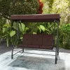 Costway 3-Seat Outdoor Converting Patio Swing Glider Adjustable Canopy Porch Swing Coffee/Black/Red -Outdoor Furniture Store GUEST d905d1b1 eed9 48d4 bc64 8018ea324754