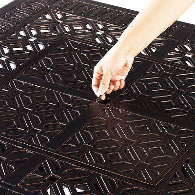 5pc Outdoor Dining Set With 42" Aluminum Square Medallion Design Fire Table & Deep Seating Swivel Rocking Chairs - Oakland Living 8 5pc Outdoor Dining Set With 42" Aluminum Square Medallion Design Fire Table & Deep Seating Swivel Rocking Chairs - Oakland Living - Image 6