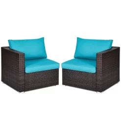 Costway 4PCS Patio Rattan Corner Sofa With Blue Cushion -Outdoor Furniture Store GUEST d969ee77 f9b8 4e9e a9a1 23606a8c726a