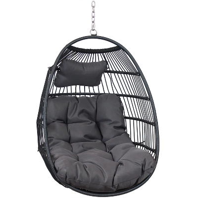 Sunnydaze Decor Sunnydaze Outdoor Resin Wicker Julia Hanging Basket Egg Chair Swing With Cushions And Headrest - 2pc 12 Sunnydaze Decor Sunnydaze Outdoor Resin Wicker Julia Hanging Basket Egg Chair Swing With Cushions And Headrest - 2pc - Image 10