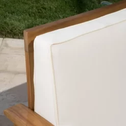 Perla 5pc Patio Sectional Sofa - Teak/Cream - Christopher Knight Home -Outdoor Furniture Store GUEST db5547ae 89ad 4e1a 9799 d77500d12263