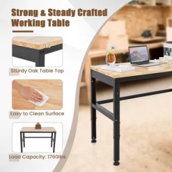 Costway 48" Adjustable Work Bench Heavy-Duty Steel Frame Worktable With Power Outlets -Outdoor Furniture Store GUEST dbcd7f3b 179e 4c91 8227 766464b08872