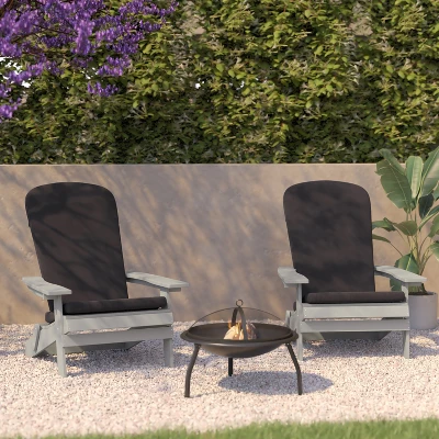 Flash Furniture Charlestown Set Of 2 All-Weather Poly Resin Indoor/Outdoor Folding Adirondack Chairs With Cushions For Deck, Porch, And Patio 3 Flash Furniture Charlestown Set Of 2 All-Weather Poly Resin Indoor/Outdoor Folding Adirondack Chairs With Cushions For Deck, Porch, And Patio