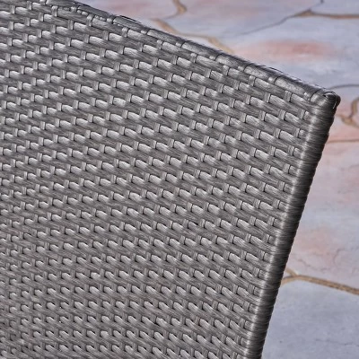 Sanders 3pc Acacia Wood & Wicker Bistro Set - Gray - Christopher Knight Home 7 Sanders 3pc Acacia Wood & Wicker Bistro Set - Gray - Christopher Knight Home - Image 5