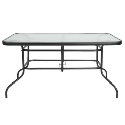 Emma And Oliver 7 Piece Patio Table & Chairs Set With 31.5"x55" Rectangular Metal Table With Tempered Glass Top And 6 Black Aluminum Stacking Chairs 17 Emma And Oliver 7 Piece Patio Table & Chairs Set With 31.5"x55" Rectangular Metal Table With Tempered Glass Top And 6 Black Aluminum Stacking Chairs -Outdoor Furniture Store GUEST dcd715c2 2674 41f7 a902 52eda8f8fb6b