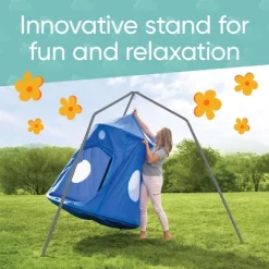 HearthSong Family HugglePod HangOut Stand For Hanging Chairs And Play Tents, Includes Hanging Hardware