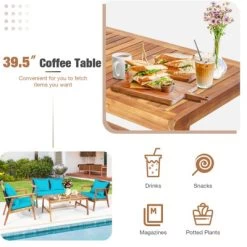 Tangkula 8PCS Patio Rattan Furniture Set Wood Frame Cushioned Sofa With Coffee Table Sectional Conversation Sofa Set For Garden Turquoise/Navy/Brown/Red -Outdoor Furniture Store GUEST dd66c24a 9cec 4f31 a4c9 a76316b142ad