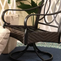 5pc Outdoor Dining Set With Swivel Chairs With Seat & Back Cushions & Square Metal Slat Table With 1.57" Umbrella Hole - Captiva Designs -Outdoor Furniture Store GUEST dd700bea e714 47a1 bb16 71dcbcdc5c6a