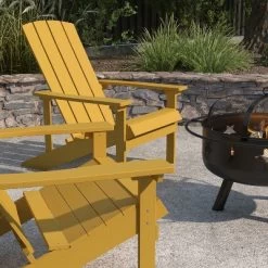 Merrick Lane Ayala 3 Piece Outdoor Leisure Set With Set Of 2 Poly Resin Adirondack Chairs And Star And Moon Iron Fire Pit -Outdoor Furniture Store GUEST ddd18b99 3424 4ee7 bb6f 2e962bd5ac75