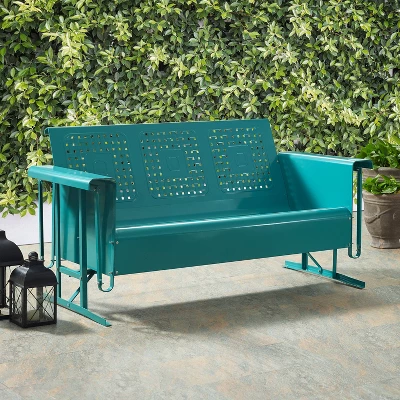 Bates Outdoor Sofa Glider - Turquoise - Crosley 3 Bates Outdoor Sofa Glider - Turquoise - Crosley