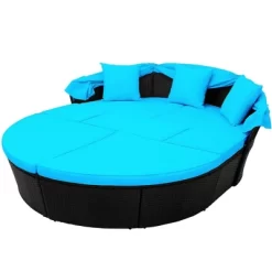 6pc Wicker Round Outdoor Sectional Set With Cushions - Black/Blue - GODEER 39 6pc Wicker Round Outdoor Sectional Set With Cushions - Black/Blue - GODEER -Outdoor Furniture Store GUEST de227ce0 64fe 4e89 a6a7 b3582e5af0d8
