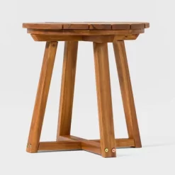 Saracina Home Modern Slatted Round Acacia Accent Table -Outdoor Furniture Store GUEST de3d732c 9089 4af5 ba4e 771d7a17a81e