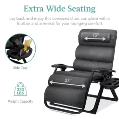 Best Choice Products Oversized Zero Gravity Chair, Folding Recliner W/ Removable Cushion, Side Tray -Outdoor Furniture Store GUEST defda8ae 6106 4e4a b65a 63ab693872d2
