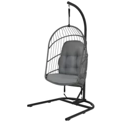 Tangkula Modern Rattan Hanging Egg Swing Chair W/Stand Foldable Cushioned Hammock Gray/Beige 18 Tangkula Modern Rattan Hanging Egg Swing Chair W/Stand Foldable Cushioned Hammock Gray/Beige -Outdoor Furniture Store GUEST df19a837 4238 4816 a640 e2bf50ae00c7