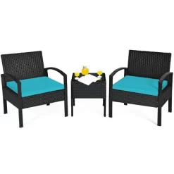 Tangkula 3 Pieces Patio Set Outdoor Wicker Rattan Furniture W/ Cushions Turquoise 11 Tangkula 3 Pieces Patio Set Outdoor Wicker Rattan Furniture W/ Cushions Turquoise -Outdoor Furniture Store GUEST df7476c6 3fb6 43f0 920e b28341de09f1