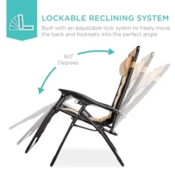 Best Choice Products Oversized Padded Zero Gravity Chair, Folding Outdoor Patio Recliner W/ Headrest, Side Tray -Outdoor Furniture Store GUEST df8f50ae b7a2 4230 a81d b233666baa91