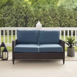 Kiawah Outdoor Wicker Loveseat Blue - Crosley -Outdoor Furniture Store GUEST dfc6c819 a873 458a b89f 158fcaeaecaf