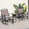 Costway 2pcs Patio Glider Set Single Swing Rocking Chair Heavy-Duty Metal Frame Outdoor