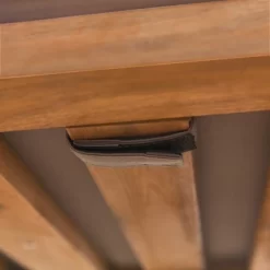 Galia 2pc Square Leg Acacia Wood Chair And Ottoman With Cushions - Brown - Saracina Home -Outdoor Furniture Store GUEST e0498508 3588 42e3 a60d dcaac42702f2