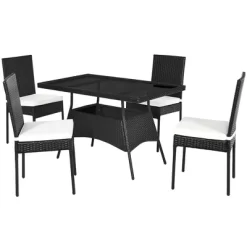Costway 10PCS Patio Rattan Dining Set Cushioned Chair Table With Glass Top Garden Furniture -Outdoor Furniture Store GUEST e05f54fa c086 4425 a2f7 5a727293db0e