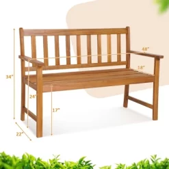 Costway 2-Person Slatted Bench Patio Acacia Wood Loveseat 800 Lbs Outdoor Natural -Outdoor Furniture Store GUEST e0a8ff5c 2a3c 4d19 9650 736905b9f2cb