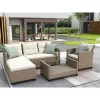 4pc Wicker Patio Conversation Seating Set With Cushions - Beige/Brown - GODEER -Outdoor Furniture Store GUEST e0c3fbd0 f37c 4bca 8460 d845c830a9ac