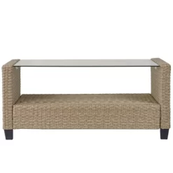 4pc Wicker Patio Conversation Set With Cushions - Beige/Brown - GODEER -Outdoor Furniture Store GUEST e0cba2bb e786 4c6b 879a d4e0643f10e3