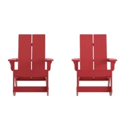 Flash Furniture Finn Modern Commercial Grade All-Weather 2-Slat Poly Resin Rocking Adirondack Chair With Rust Resistant Stainless Steel Hardware - Set Of 2 -Outdoor Furniture Store GUEST e0dad936 da16 4454 9b25 a3e63b5a74e9