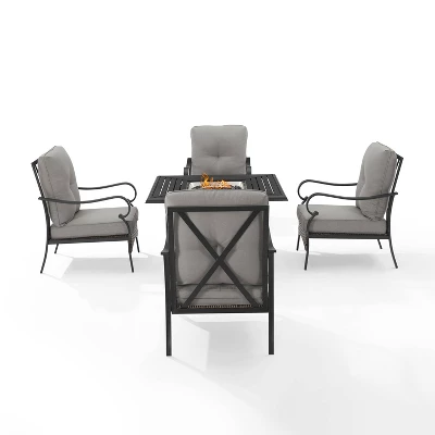 5pc Dahlia Outdoor Steel Fire Pit Set Taupe/Matte Black - Crosley 8 5pc Dahlia Outdoor Steel Fire Pit Set Taupe/Matte Black - Crosley - Image 6