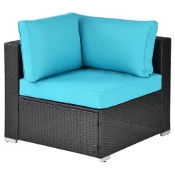 5pc Wicker Patio Sectional Seating Set With Cushions - Espresso/Blue - GODEER 20 5pc Wicker Patio Sectional Seating Set With Cushions - Espresso/Blue - GODEER -Outdoor Furniture Store GUEST e31515f5 6fce 4c68 b281 bd4c6ecc5ca2
