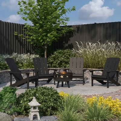 Merrick Lane Ayala 5 Piece Outdoor Leisure Set With Set Of 4 Poly Resin Adirondack Chairs And Star And Moon Iron Fire Pit 3 Merrick Lane Ayala 5 Piece Outdoor Leisure Set With Set Of 4 Poly Resin Adirondack Chairs And Star And Moon Iron Fire Pit